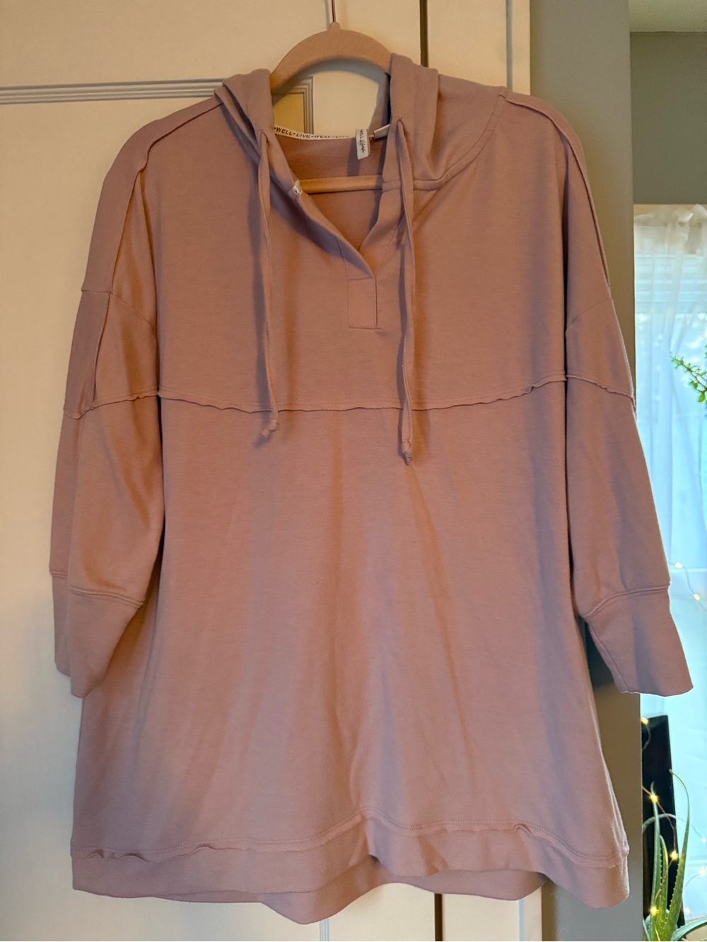 Mauve Drawstring Hoodie Pullover